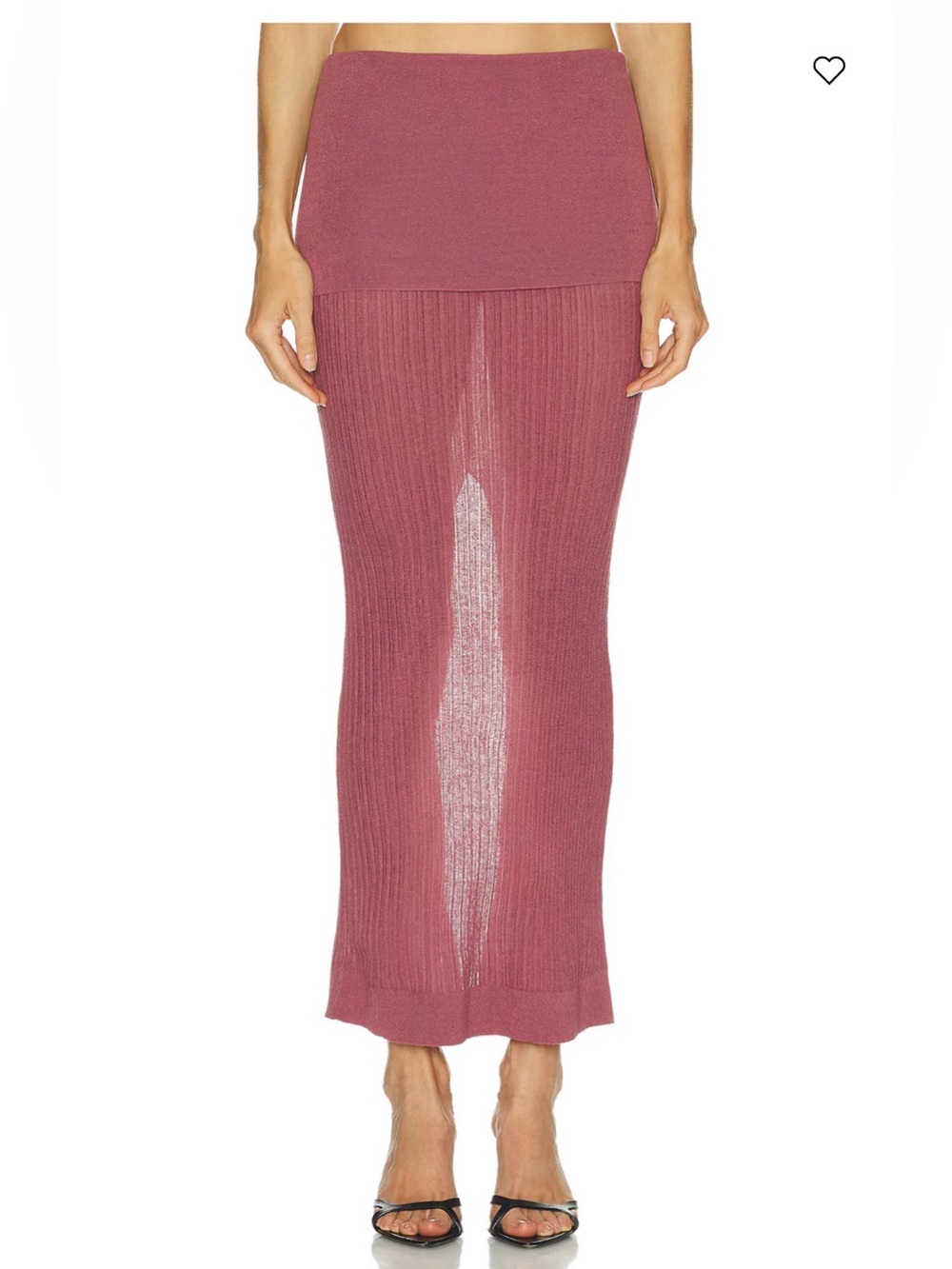 Skims sheer knit foldover maxi skirt Women’s Ribbed Maxi Skirt - Dusty Rose NEW